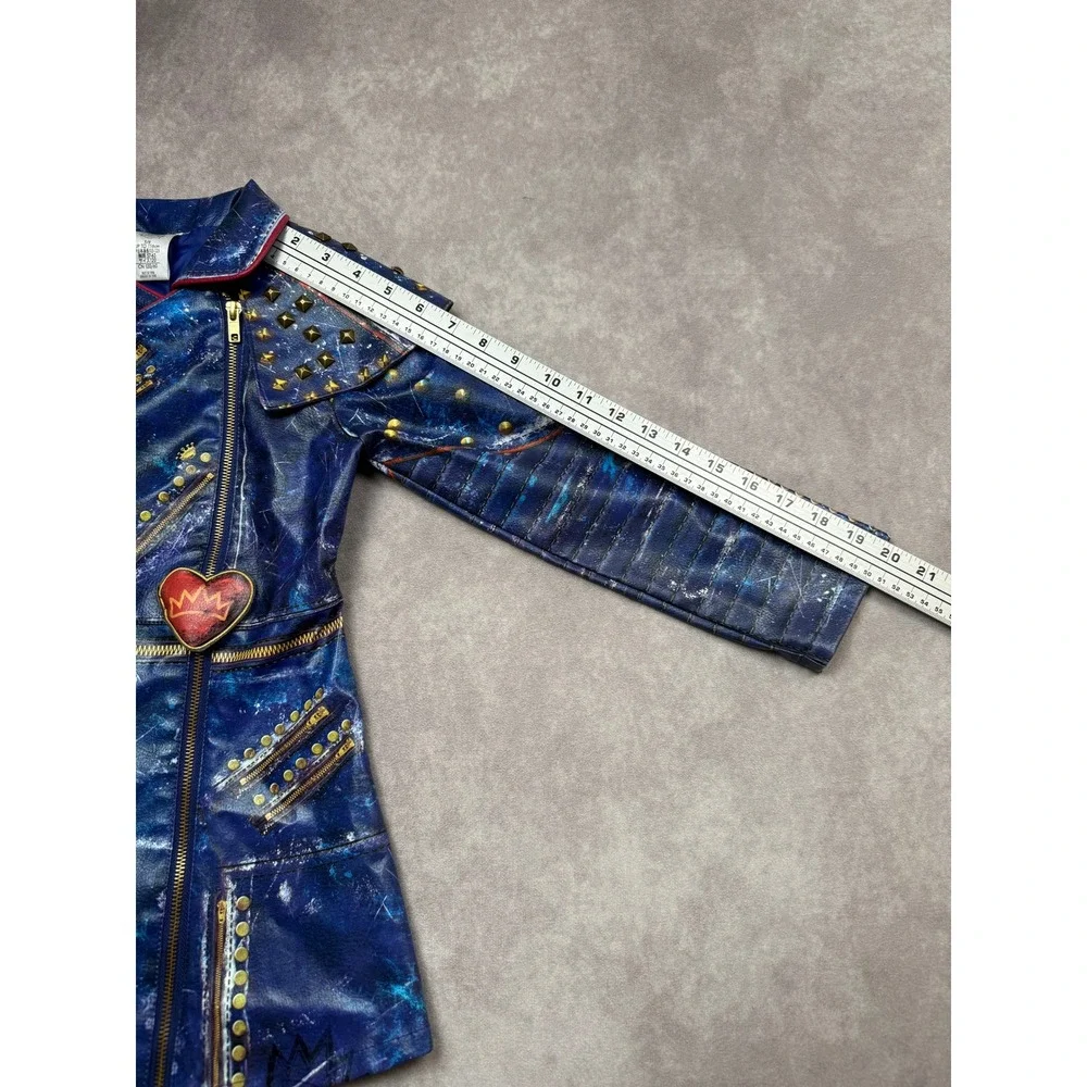Disney Store Descendants 2 Mai Jacket Kids‎ 5/6 Blue Faux Leather Studded Moto - Picture 4 of 16